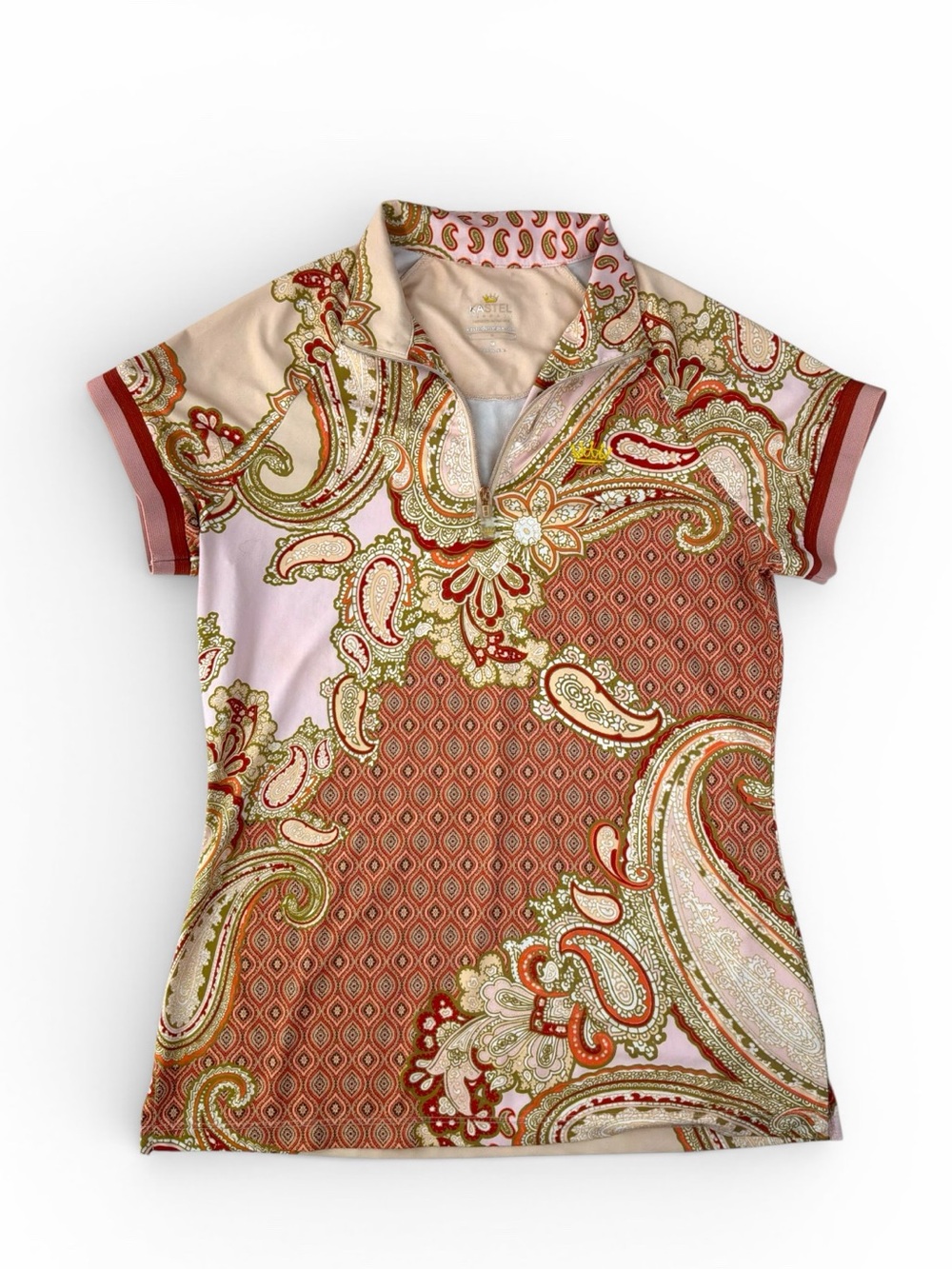 Kastel Denmark Paisley Print Polo Top Medium
